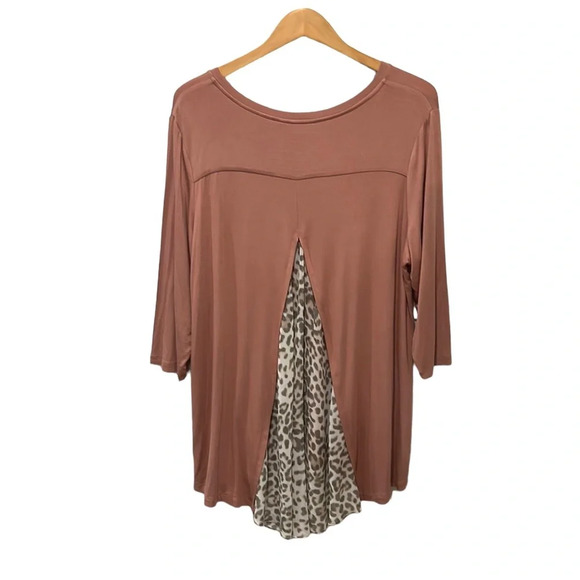 LOGO Lori Goldstein pink 3/4 sleeve tunic top with front pockets size 1X - Picture 2 of 5